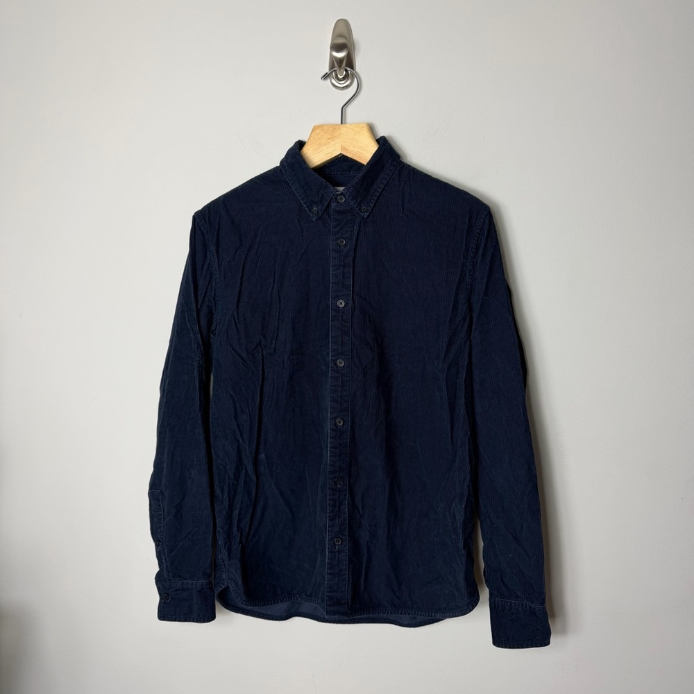 Everlane Men’s Dark Blue Corduroy Button Down Collared Long Sleeve Shirt 662